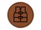Life Jacket Vest Icon Round Iron-On Engraved Faux Leather Patch Applique - 2.5"